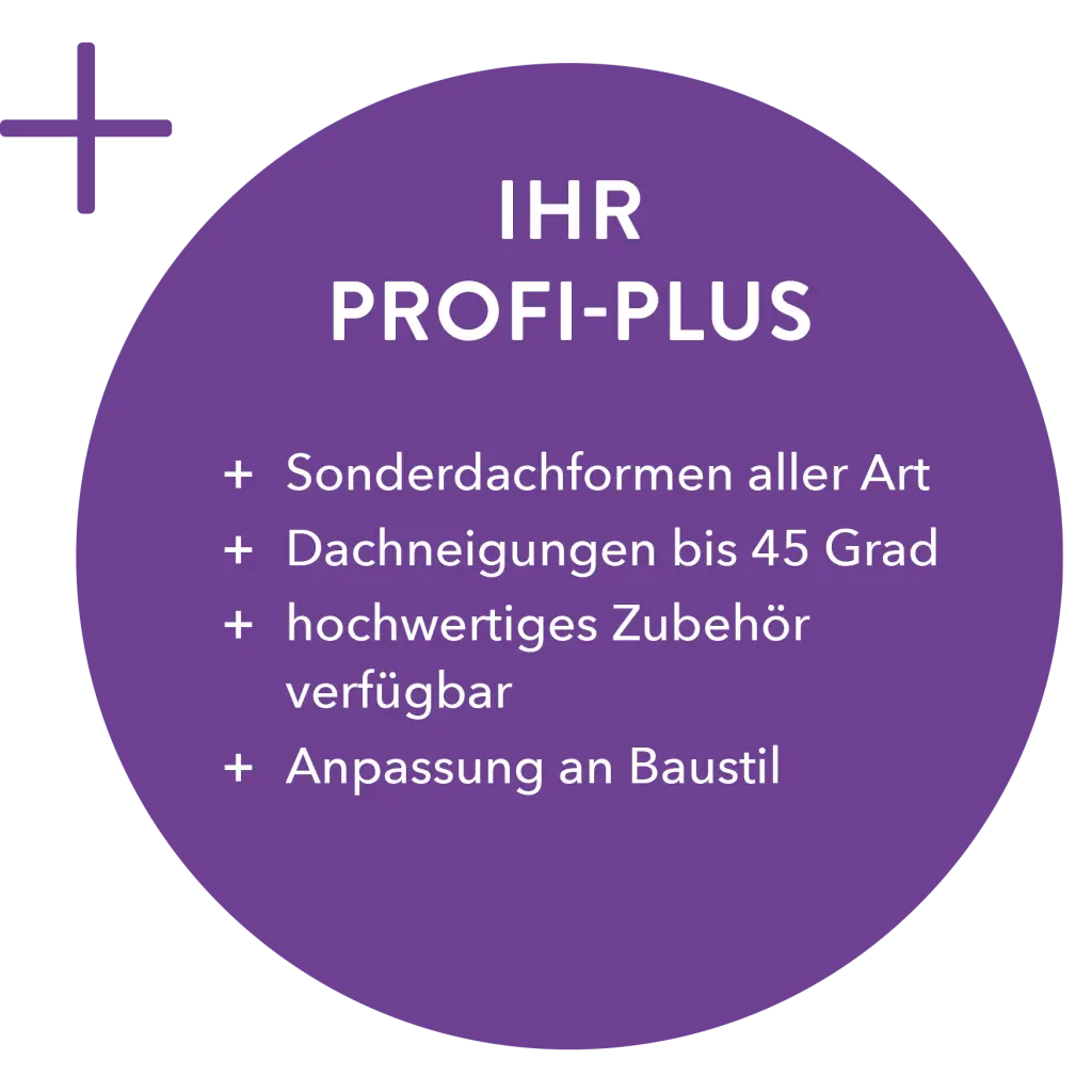 IHR PROFI PLUS: Sonderdachformen aller Art, Dachneigungen bis 45 Grad, hochwertiges Zubehör verfügbar, Anpassung an Baustil