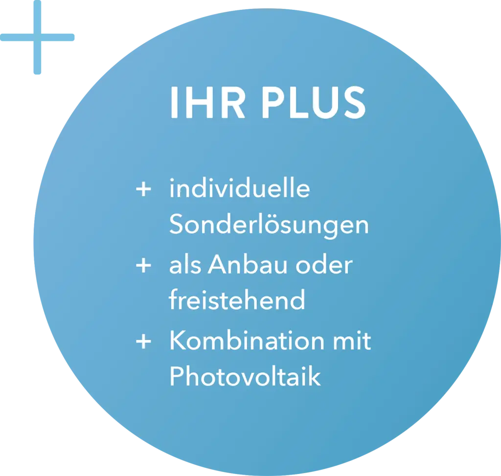 IHR PLUS: individuelle Sonderlösungen, als Anbau oder freistehend, Kombination mit Photovoltaik