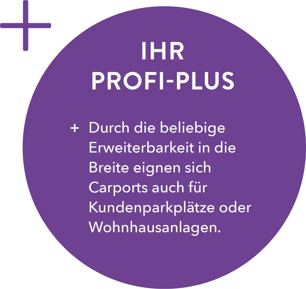 IHR PROFI-PLUS: Durch die beliebige Erweiterbarkeit in die Breite eignen sich Carports auch für Kundenparkplätze oder Wohnhausanlagen.