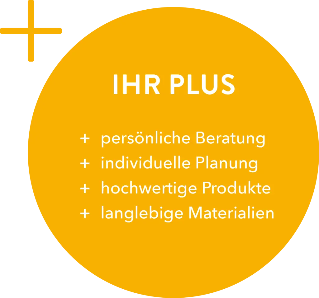 IHR PLUS: persönliche Beratung, individuelle Planung, hochwertige Produkte, langlebige Materialien